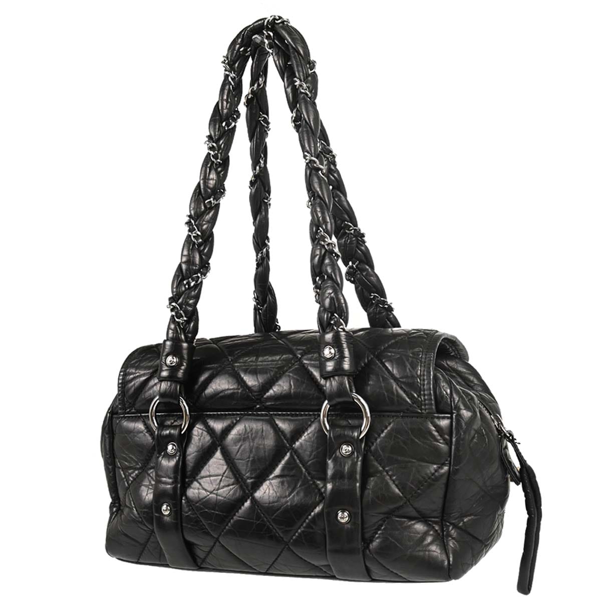 Chanel 2005 - 2006 Black Calfskin Lady Braid Bowler Bag Handbag