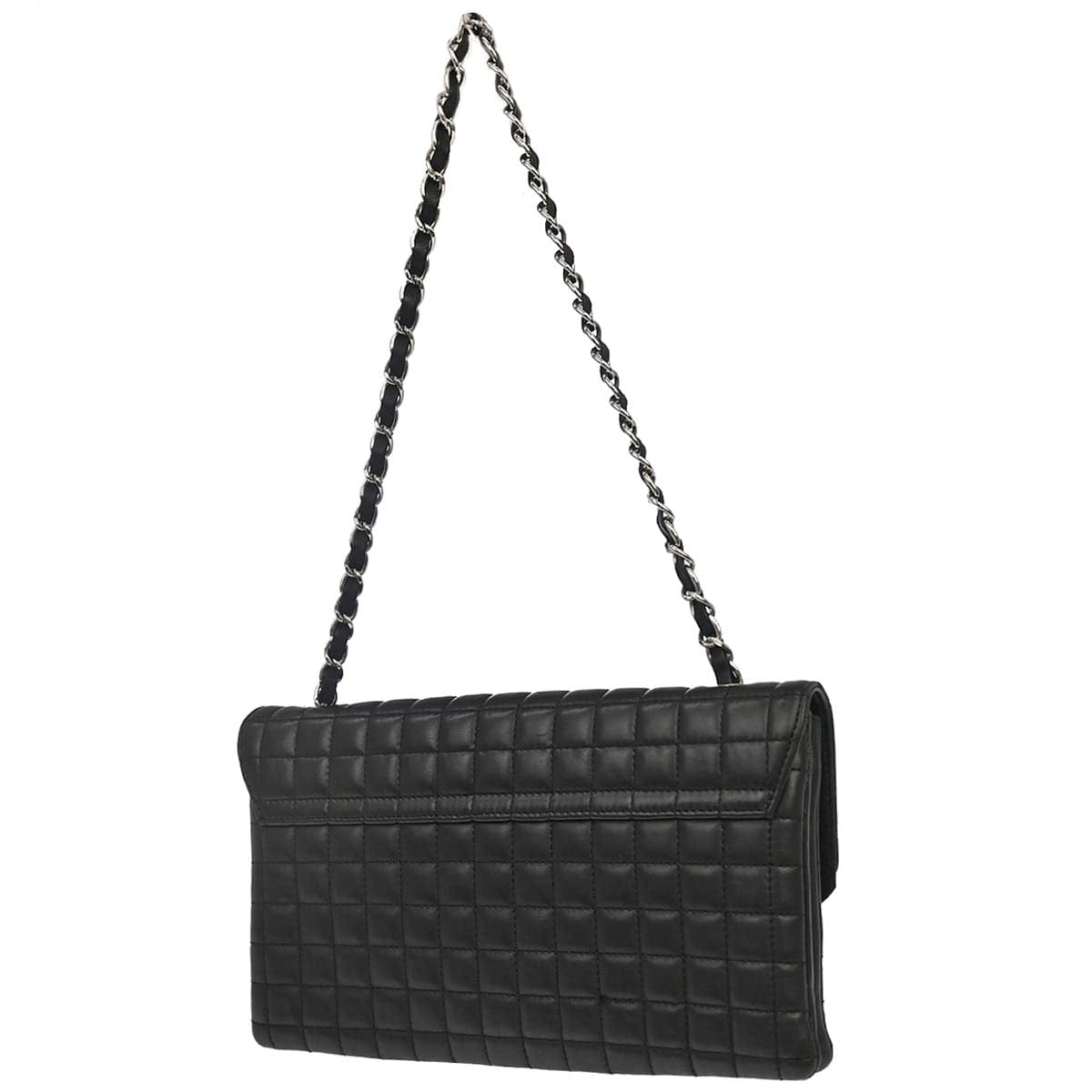 Chanel 2005 - 2006 Black Lambskin Choco Bar Camellia No.5 CC Clover Handbag