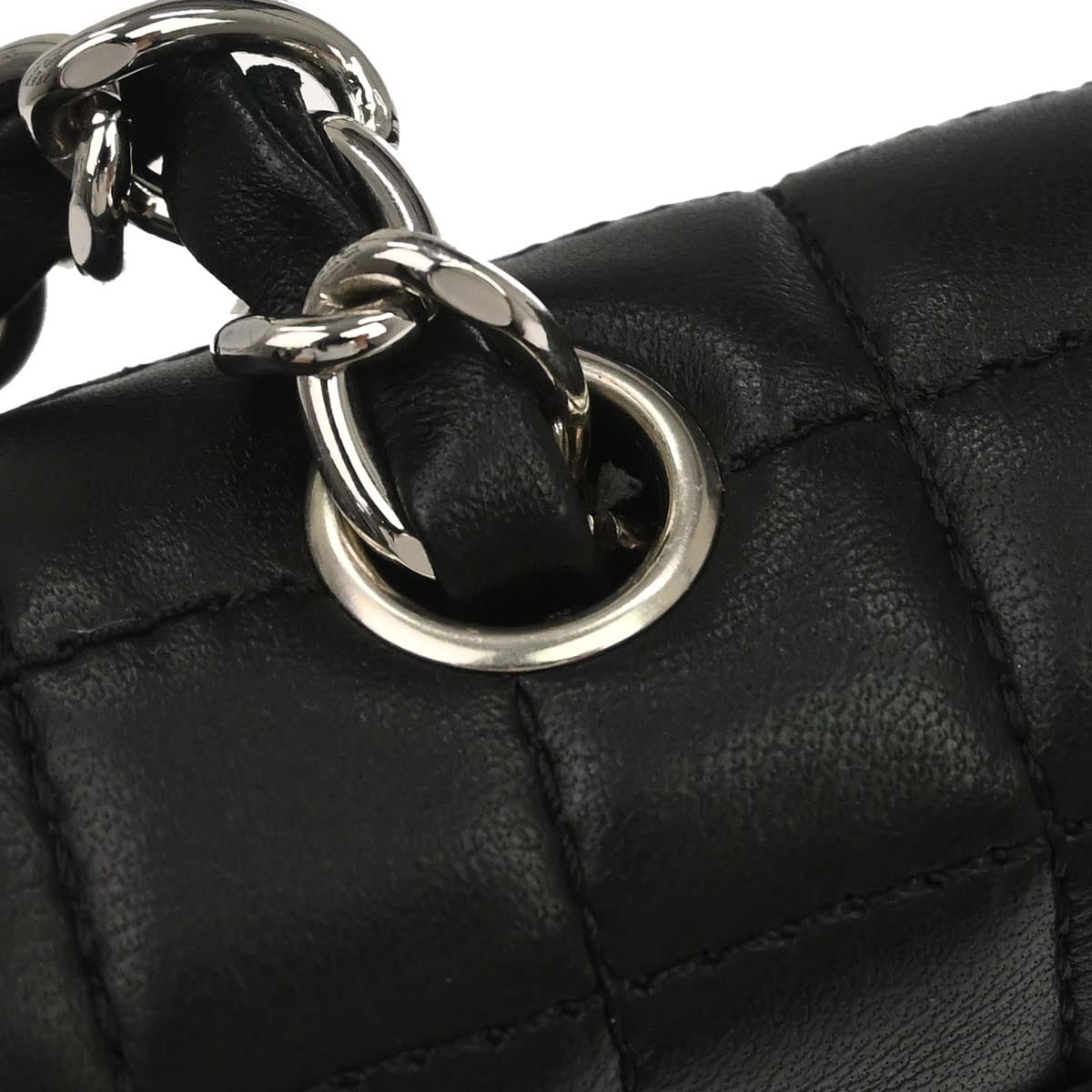 Chanel 2005 - 2006 Black Lambskin Choco Bar Camellia No.5 CC Clover Handbag