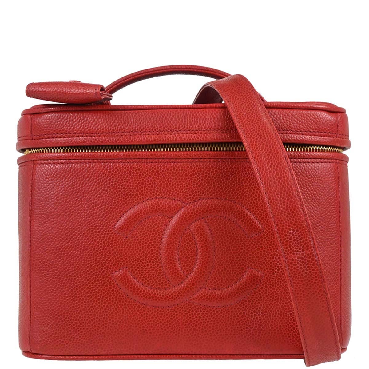 Chanel 1996 - 1997 Red Caviar Skin Vanity 2way Shoulder Handbag