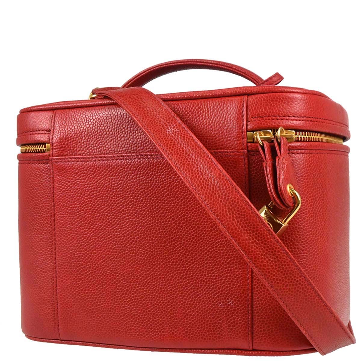 Chanel 1996 - 1997 Red Caviar Skin Vanity 2way Shoulder Handbag