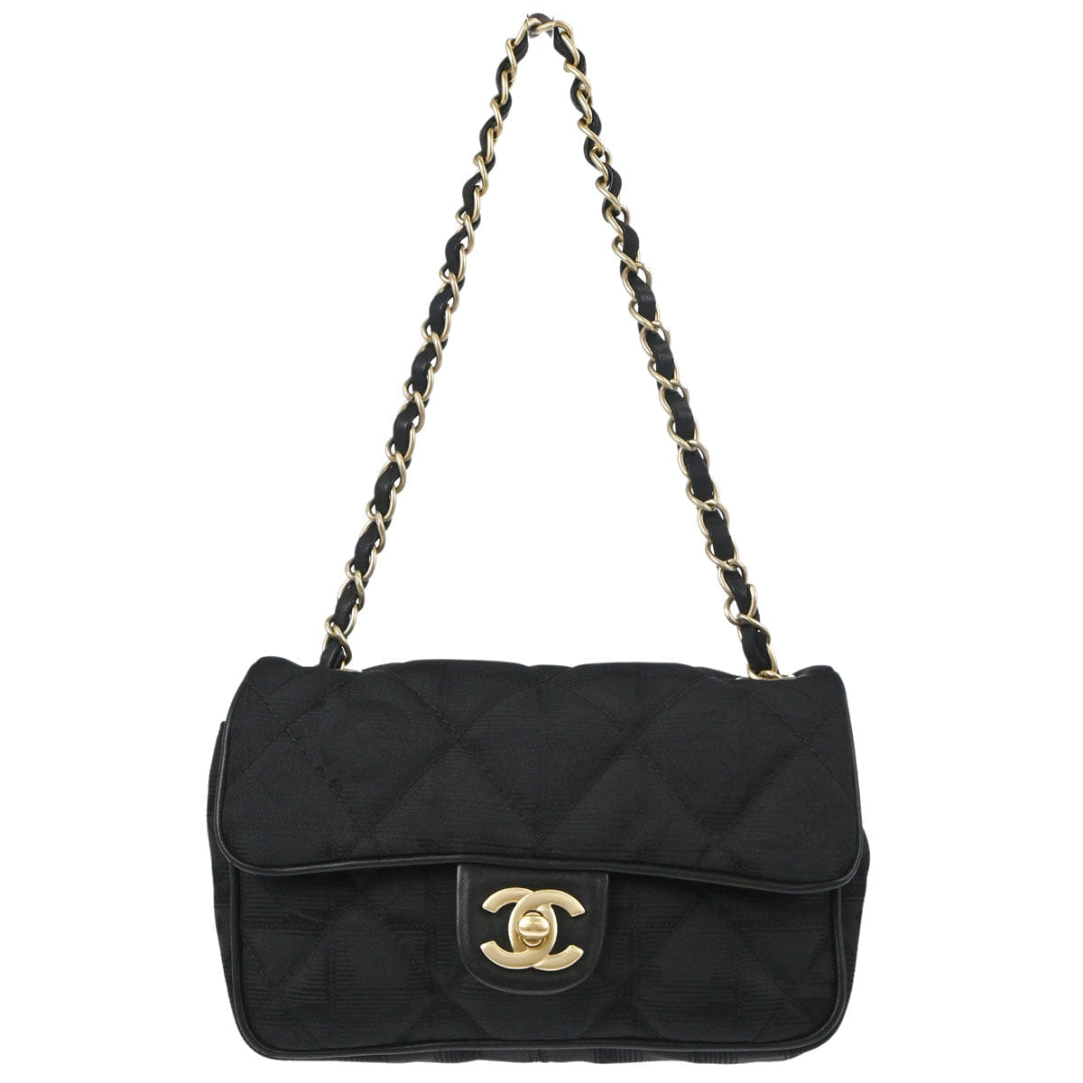 Chanel 2005 - 2006 Black Nylon Jacquard Travel Mini Classic Single Flap Handbag