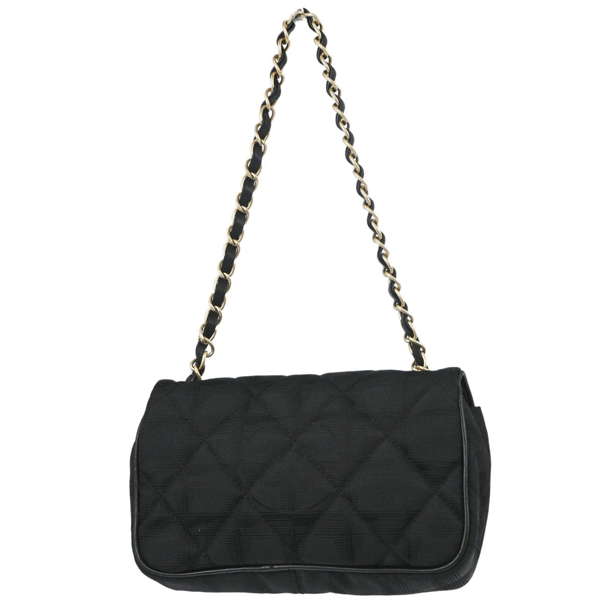 Chanel 2005 - 2006 Black Nylon Jacquard Travel Mini Classic Single Flap Handbag
