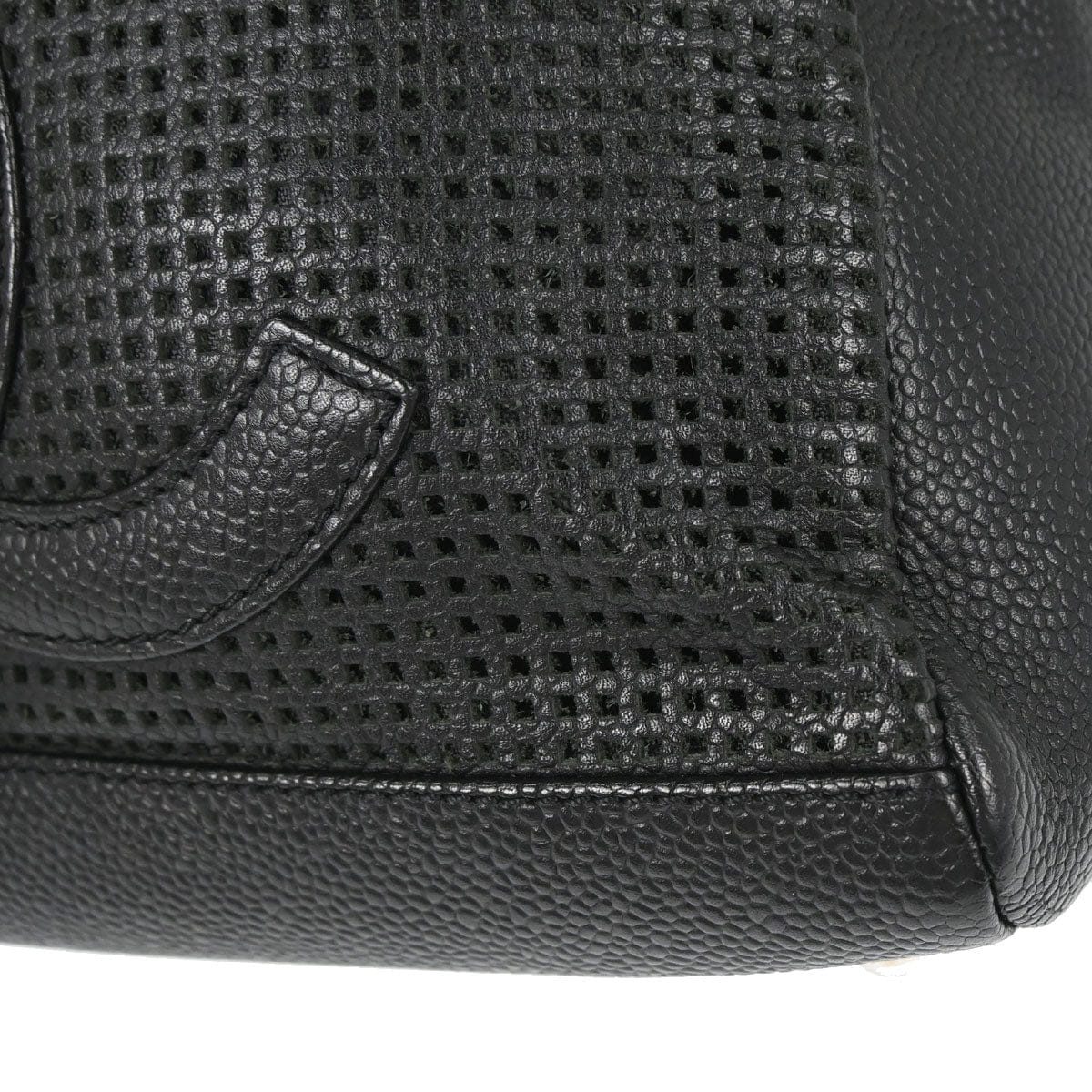 Chanel 2005 - 2006 Black Perforated Caviar Skin Handbag
