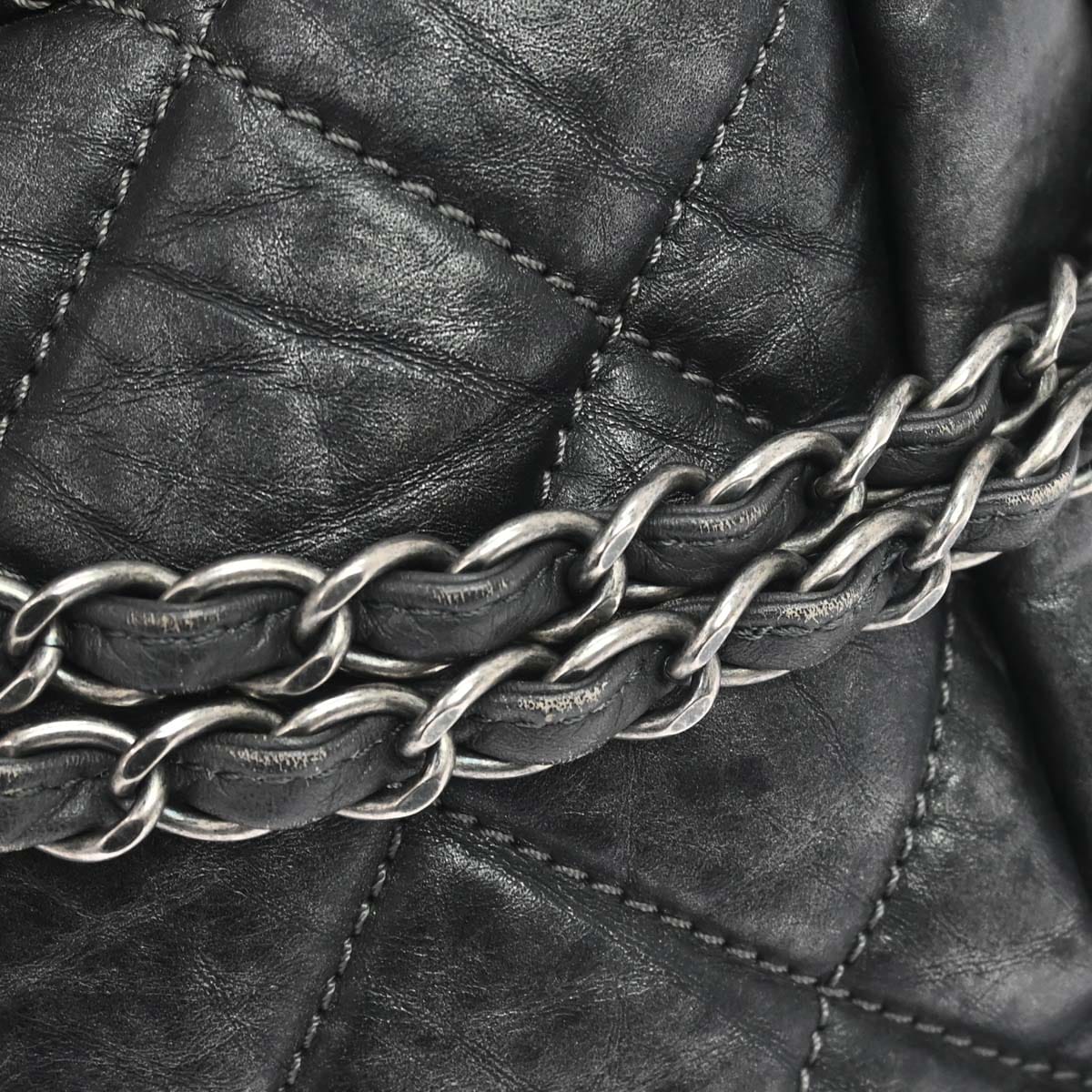 Chanel 2012 Gray Calfskin Pondicherry Flap 2way Shoulder Handbag