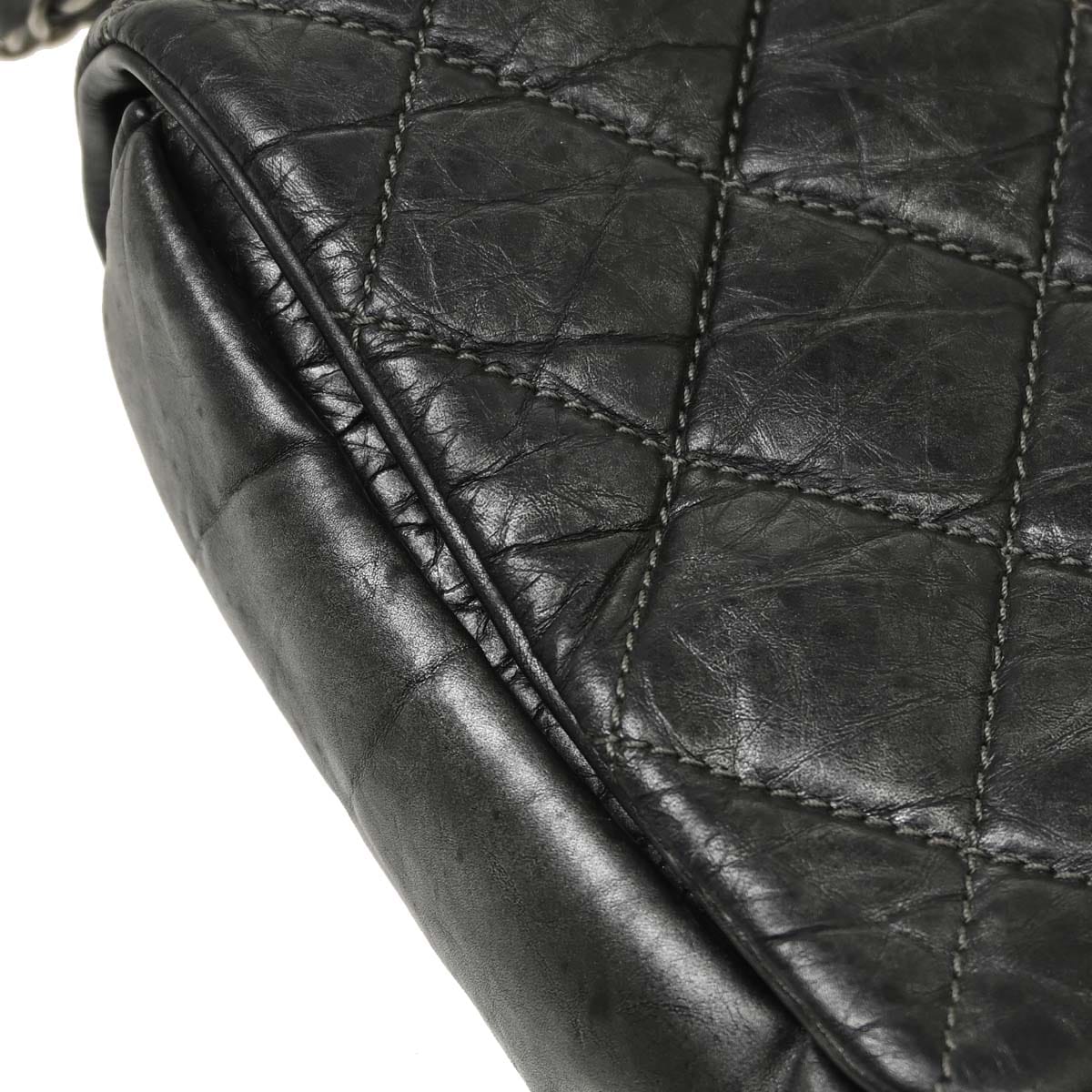 Chanel 2012 Gray Calfskin Pondicherry Flap 2way Shoulder Handbag