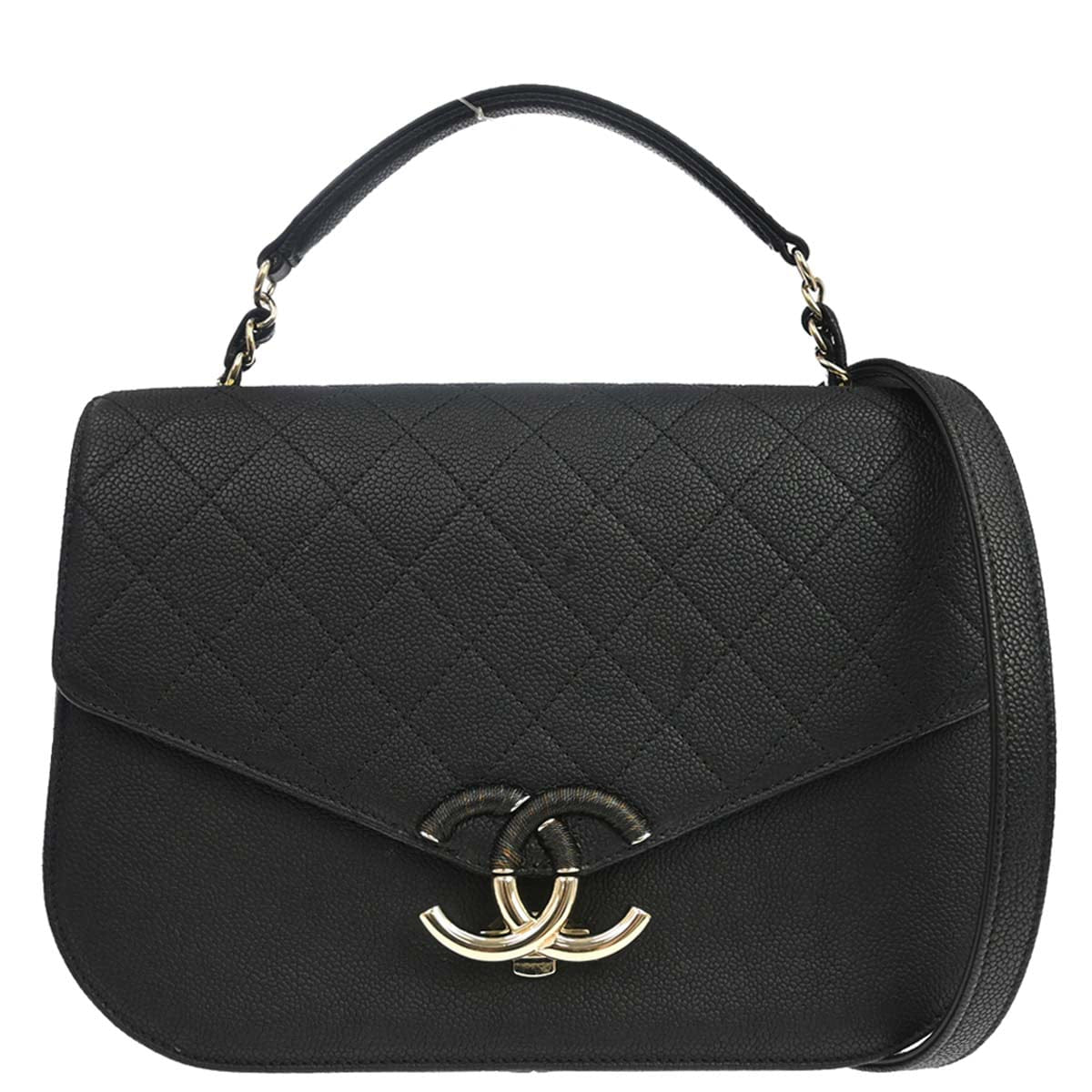Chanel 2017 Black Caviar Skin Coco Cuba 2way Shoulder Handbag