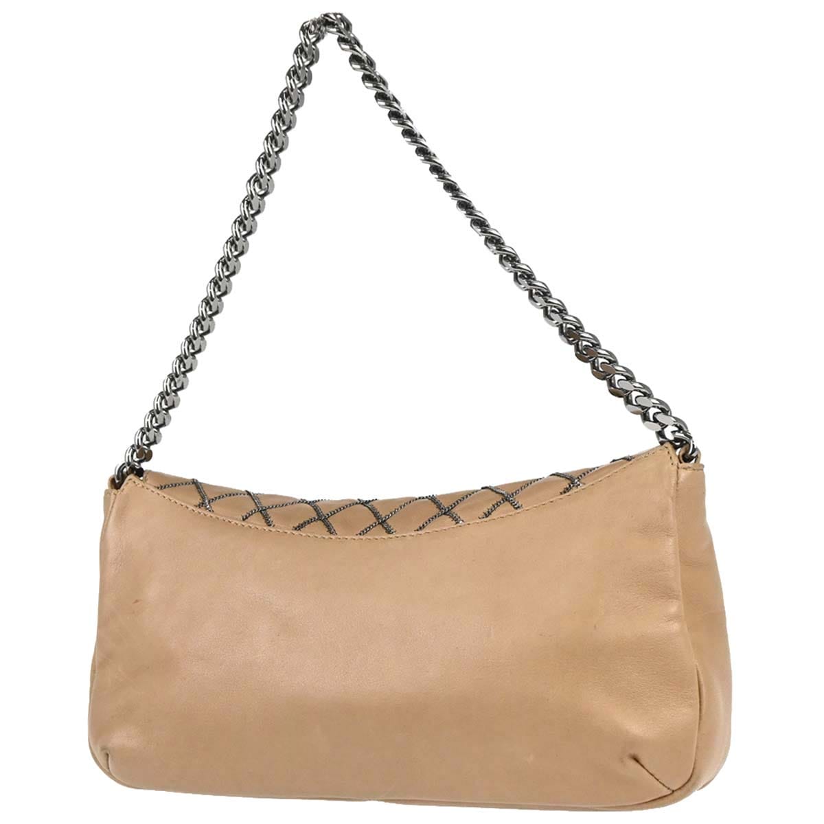 Chanel 2005 - 2006 Beige Lambskin Chain Stitch Handbag
