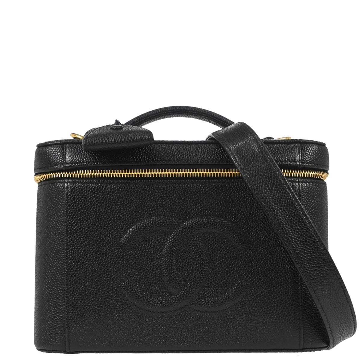 Chanel 1997 - 1999 Black Caviar Skin Vanity 2way Shoulder Handbag