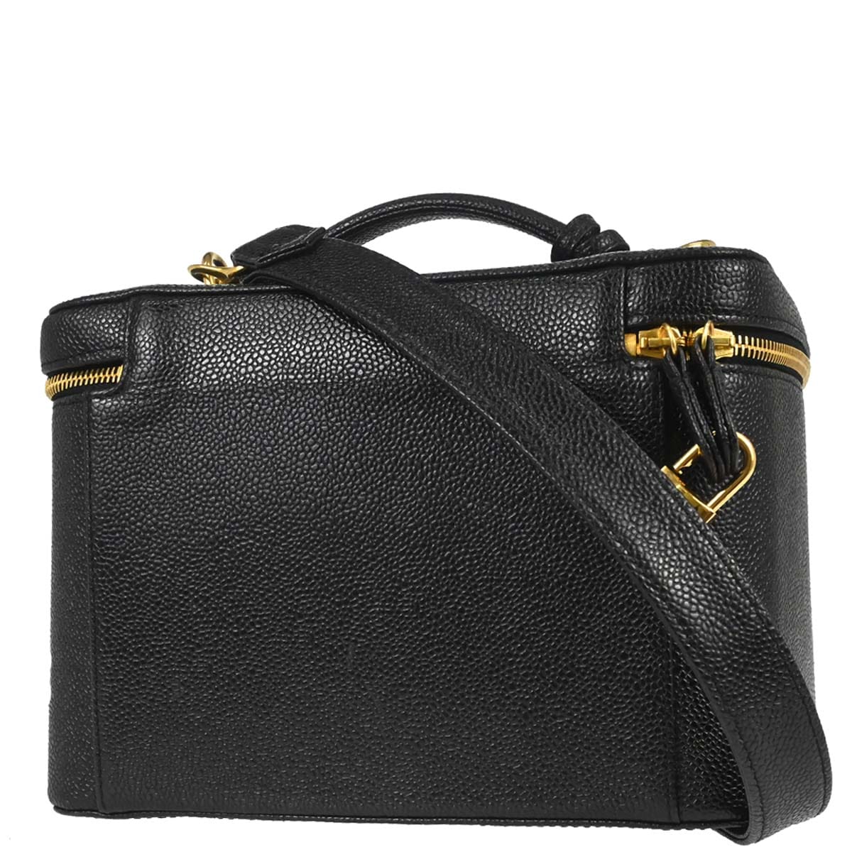 Chanel 1997 - 1999 Black Caviar Skin Vanity 2way Shoulder Handbag