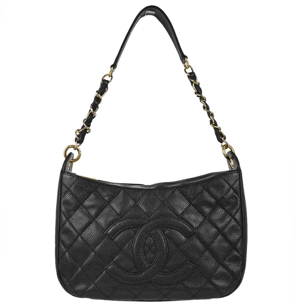 Chanel 2002 - 2003 Black Caviar Skin Hobo Handbag