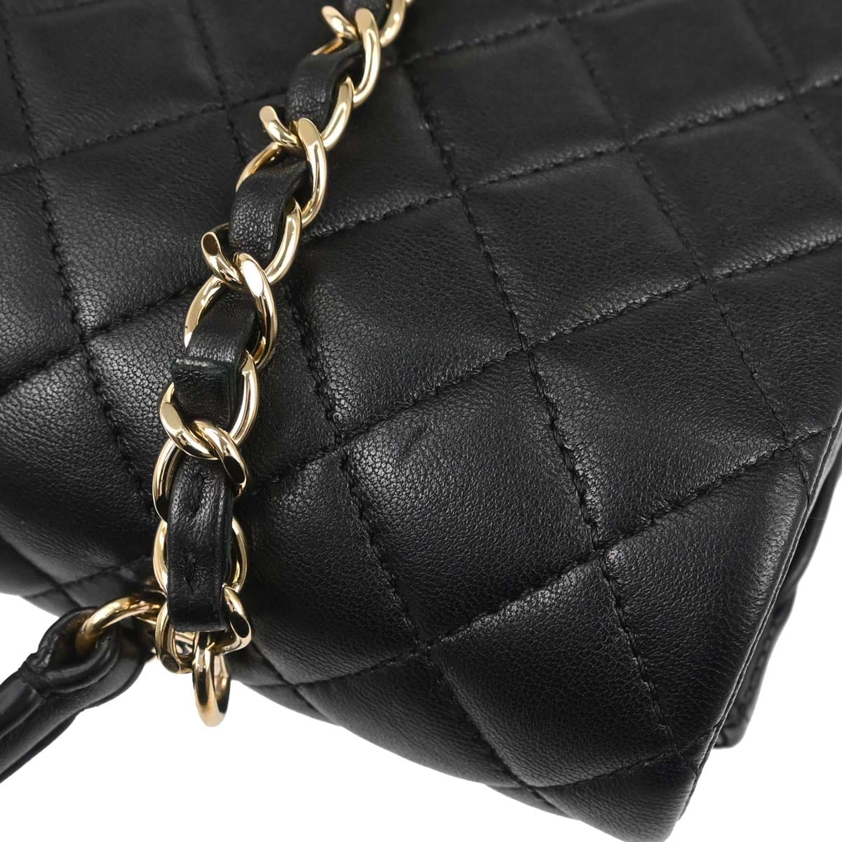 Chanel 2018 Black Lambskin Top Handle 2way Shoulder Handbag