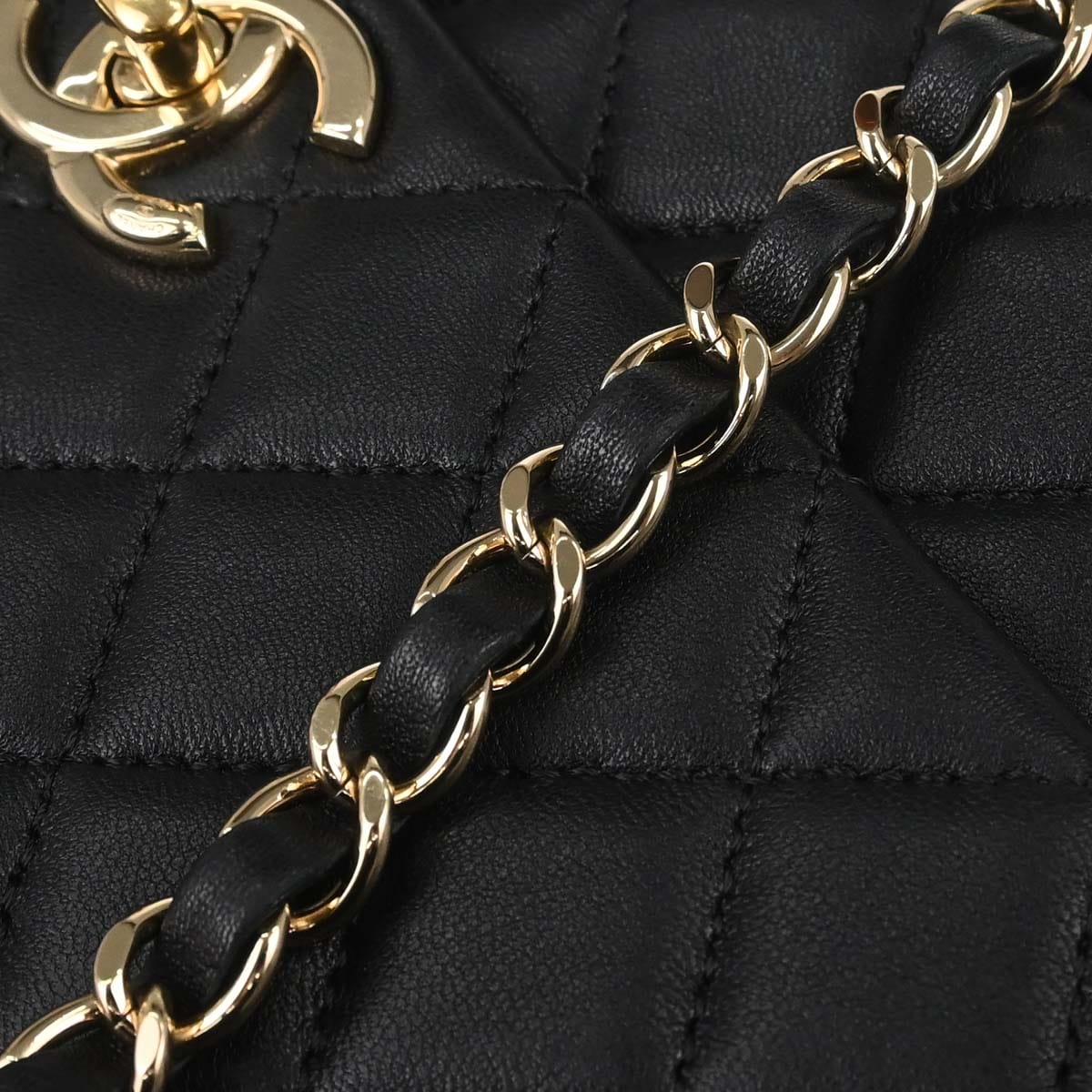 Chanel 2018 Black Lambskin Top Handle 2way Shoulder Handbag