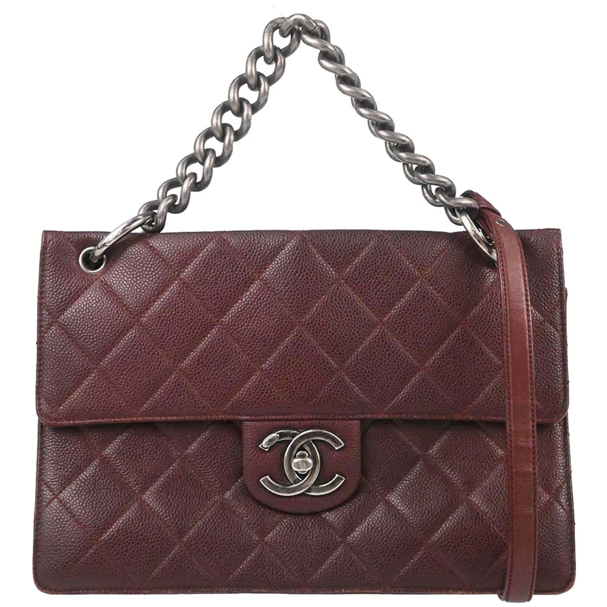 Chanel 2014 - 2015 Brown Caviar Skin Retro Class 2way Shoulder Handbag