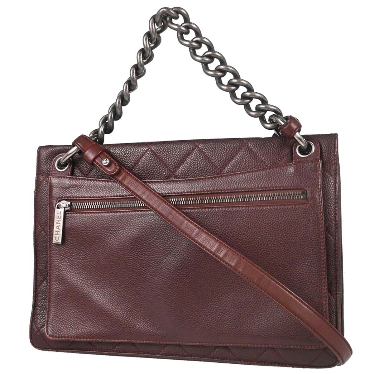 Chanel 2014 - 2015 Brown Caviar Skin Retro Class 2way Shoulder Handbag