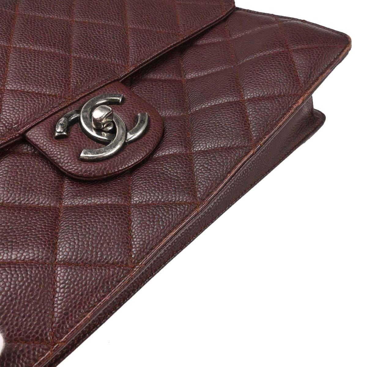 Chanel 2014 - 2015 Brown Caviar Skin Retro Class 2way Shoulder Handbag