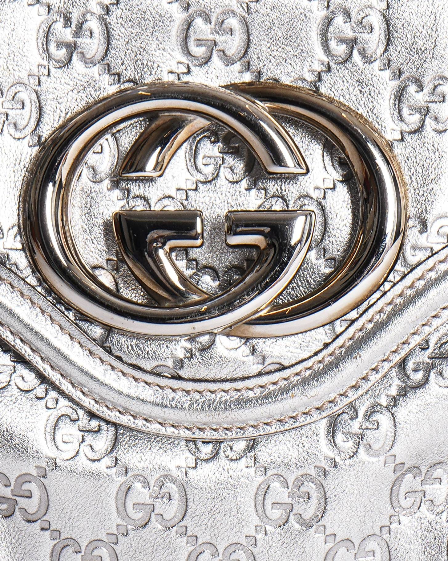 Gucci Metallic Silver Guccissima Britt Shoulder Bag