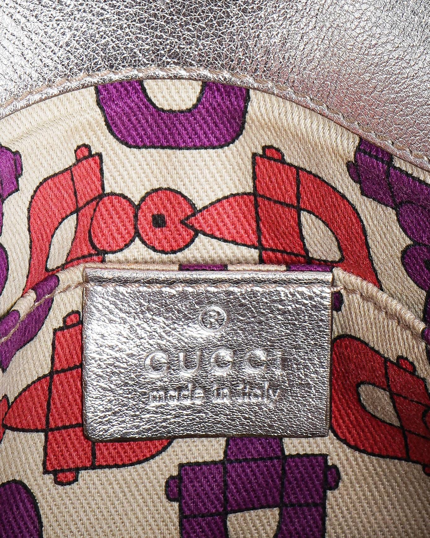 Gucci Metallic Silver Guccissima Britt Shoulder Bag