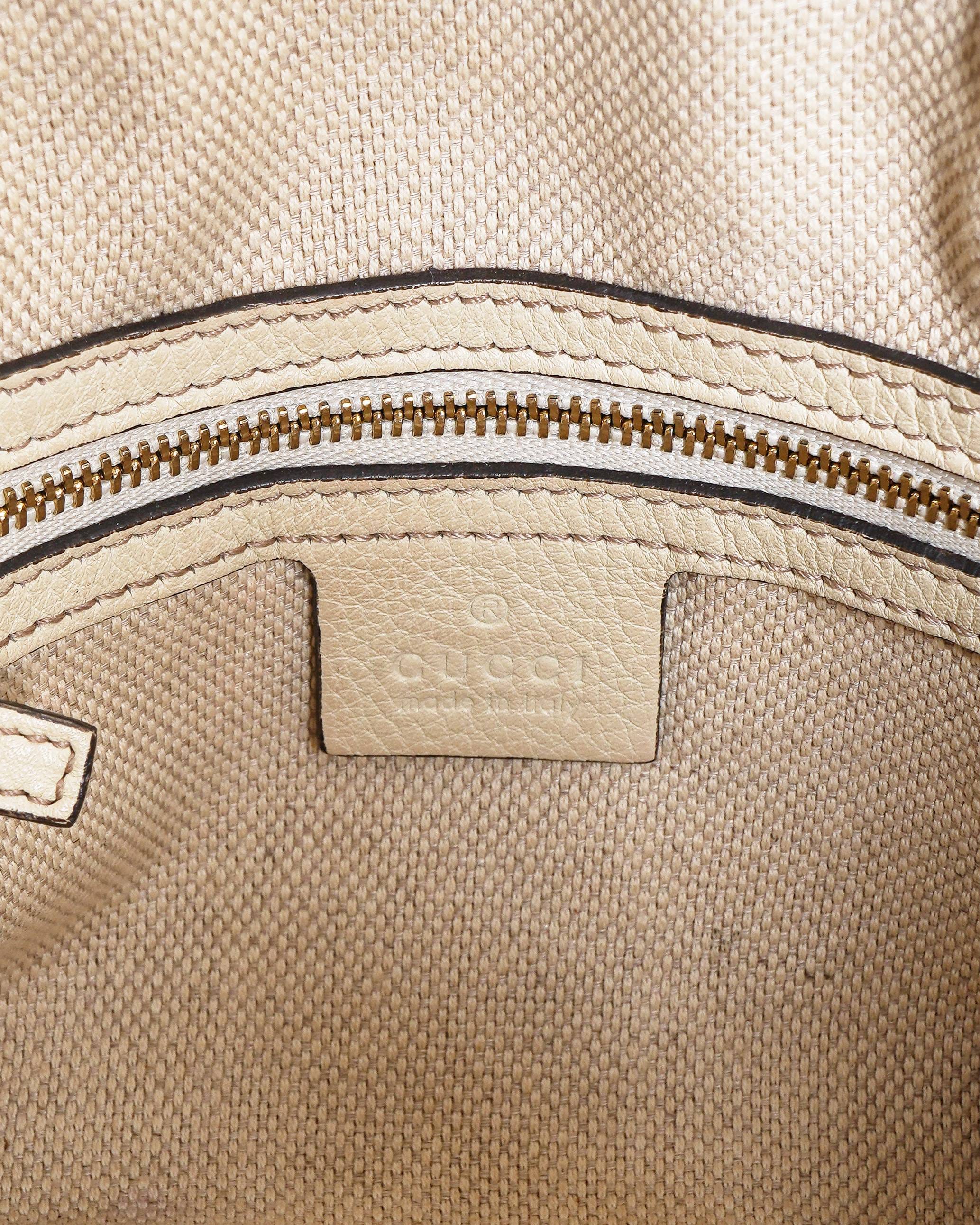 Gucci Soho Chain Shoulder Bag in White Pebbled Leather