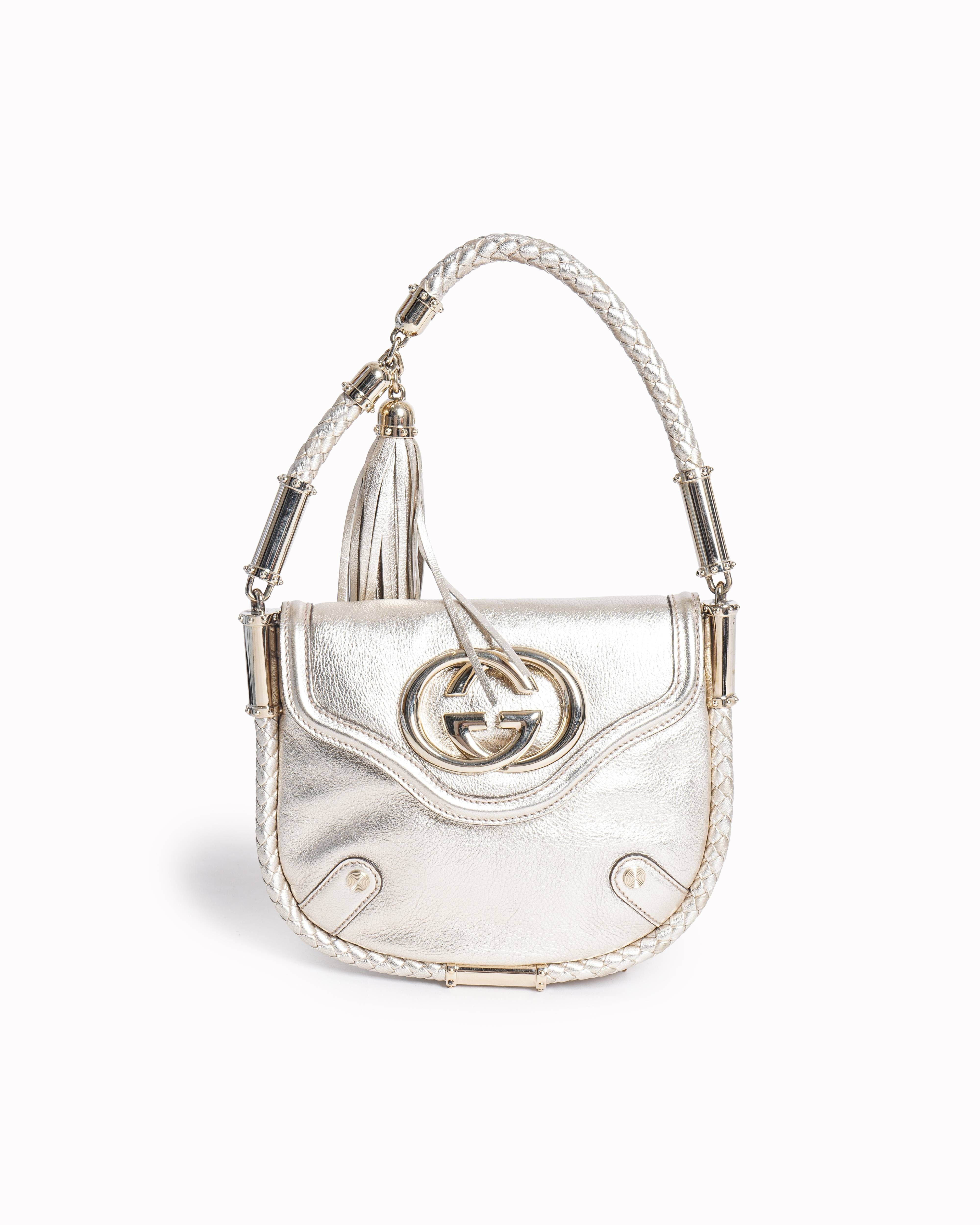 Gucci Britt Tassel Hobo in Metallic Champagne Leather