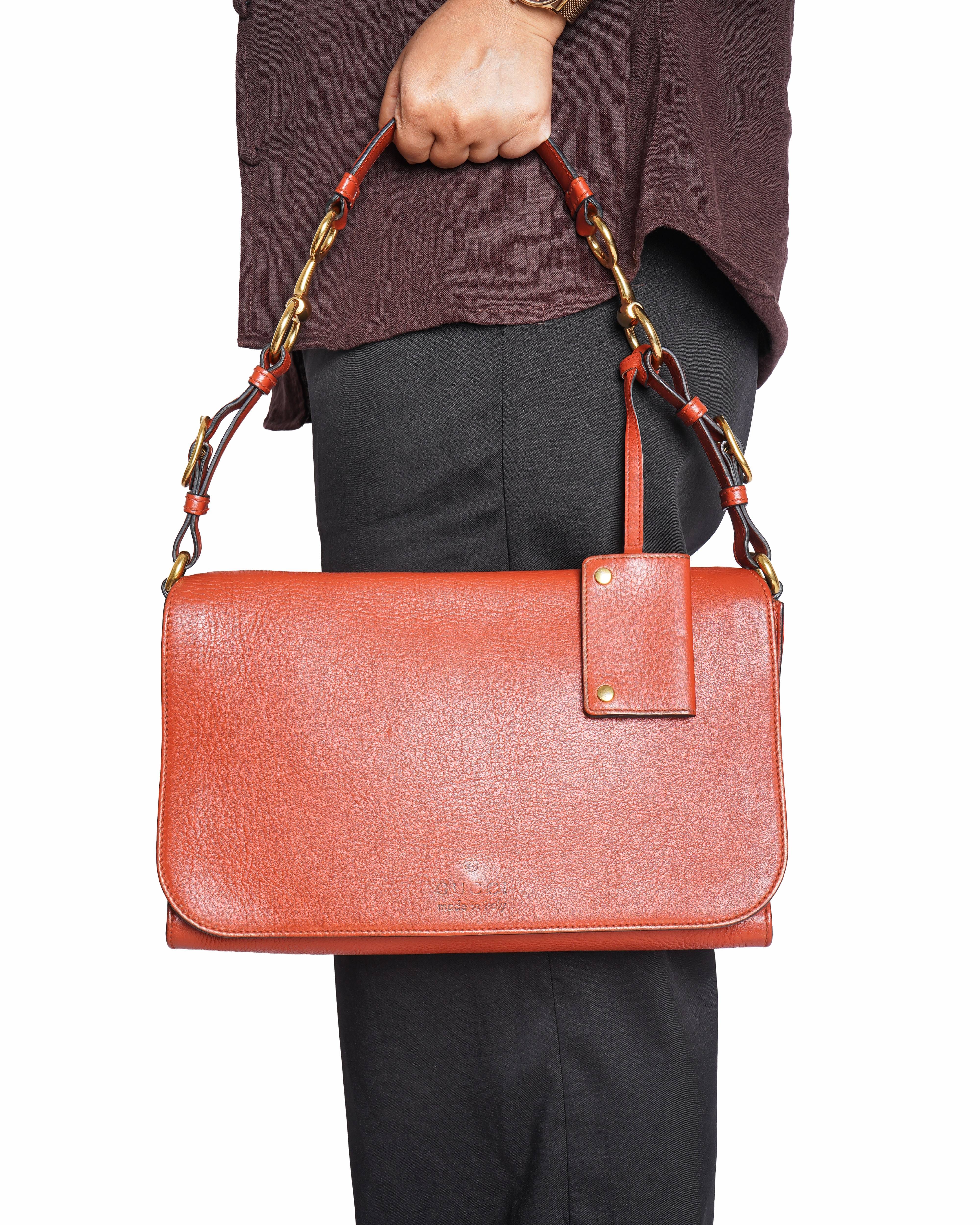 Gucci Red Harness Leather Shoulder Bag