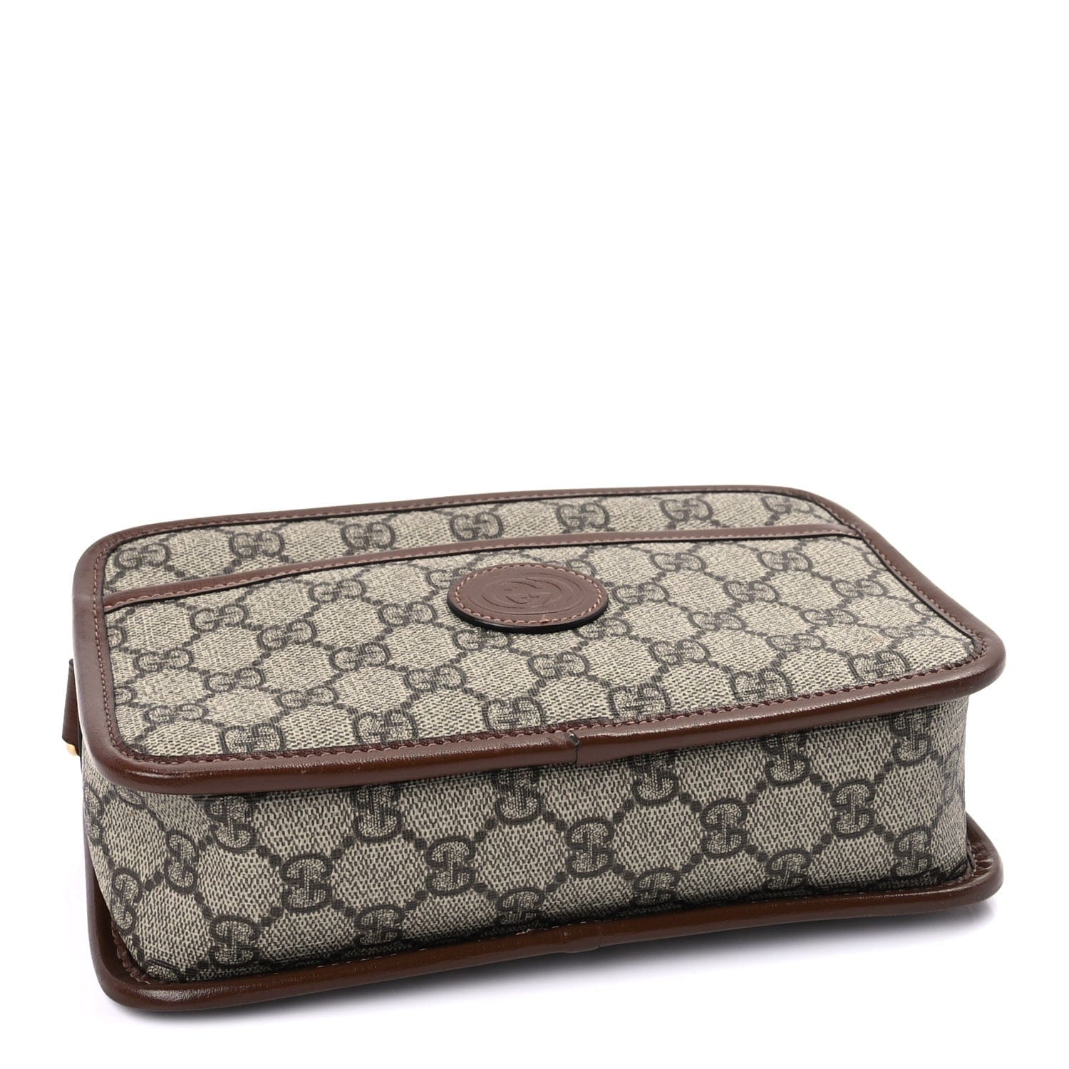 Gucci GG Supreme Monogram Azalea Calfskin Mini Retro Interlocking G Shoulder Bag Beige Ebony Brown Sugar