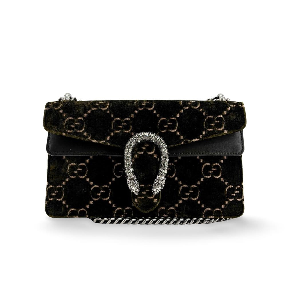 Gucci Dionysus GG Velvet Mini Shoulder Bag Dark Green