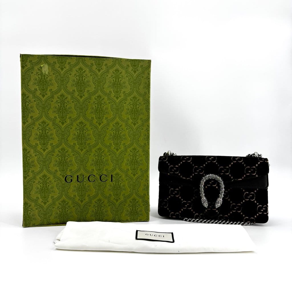 Gucci Dionysus GG Velvet Mini Shoulder Bag Dark Green