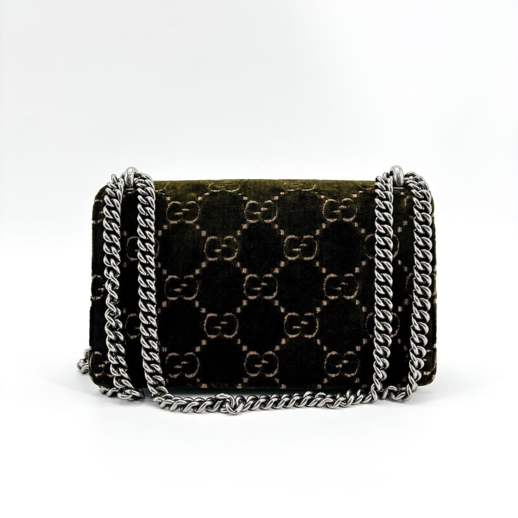 Gucci Dionysus GG Velvet Mini Shoulder Bag Dark Green