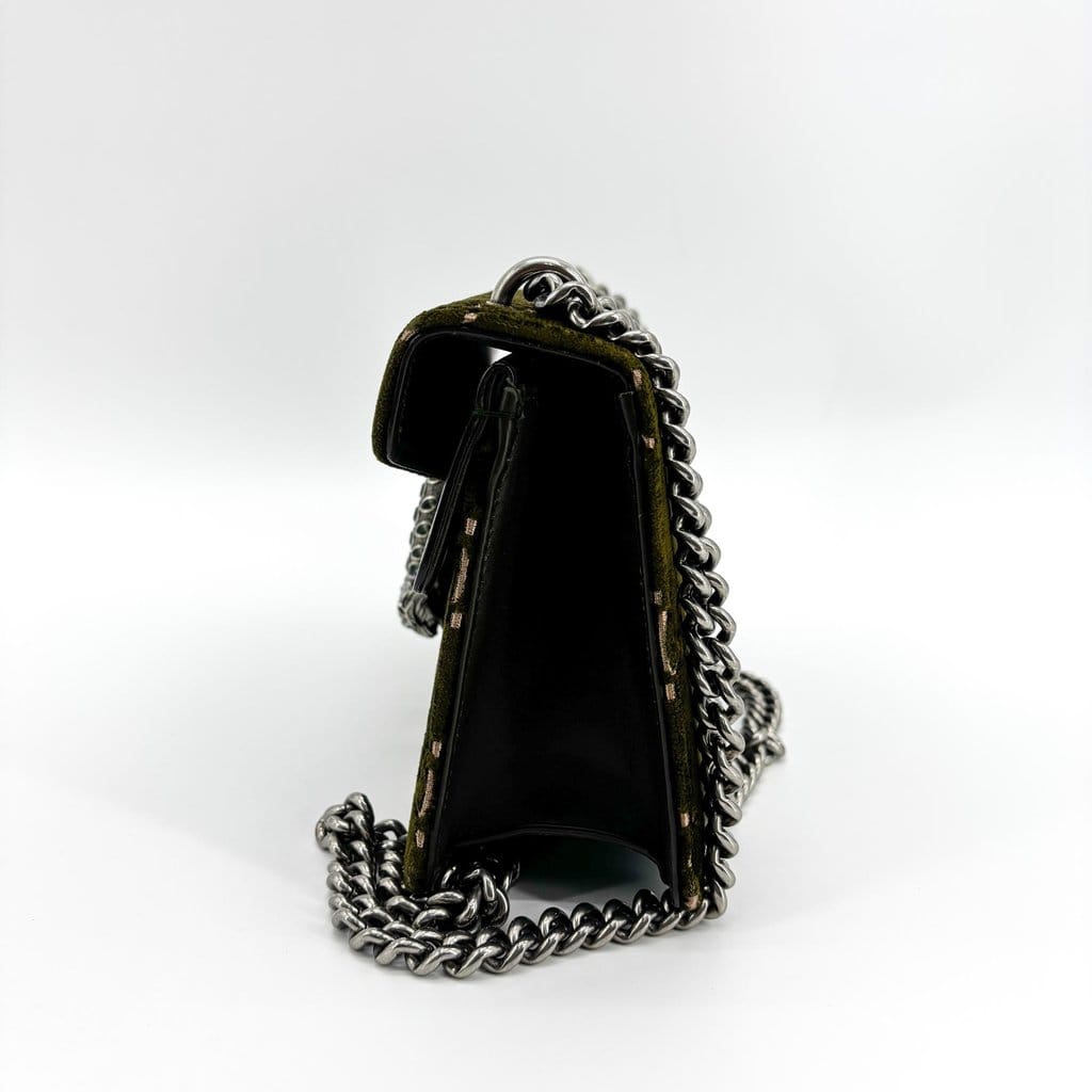 Gucci Dionysus GG Velvet Mini Shoulder Bag Dark Green