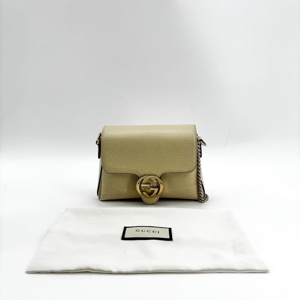 Gucci Interlocking G Chain Shoulder Bag Beige