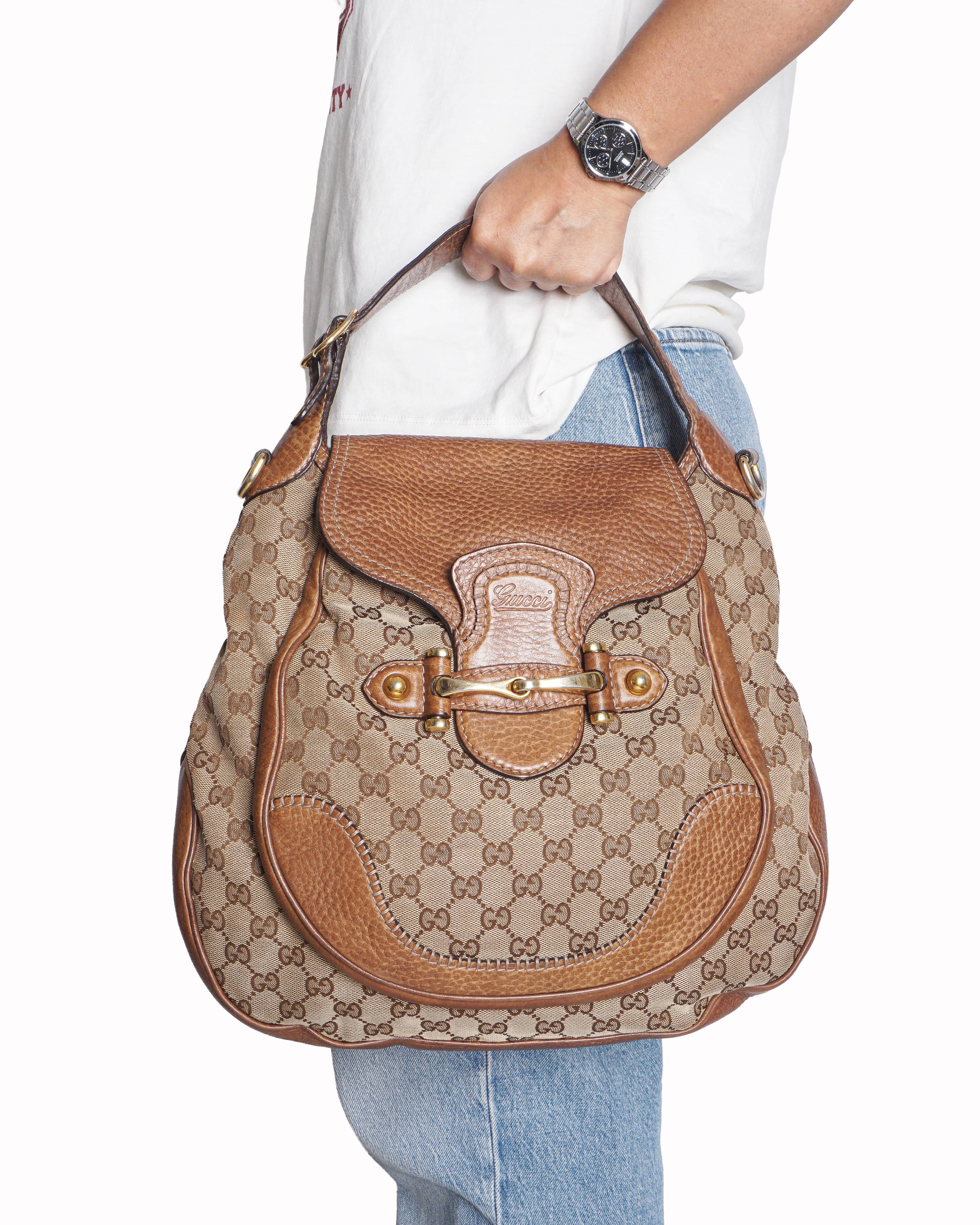 Gucci Pelham Beige GG Canvas & Leather Horsebit Bag