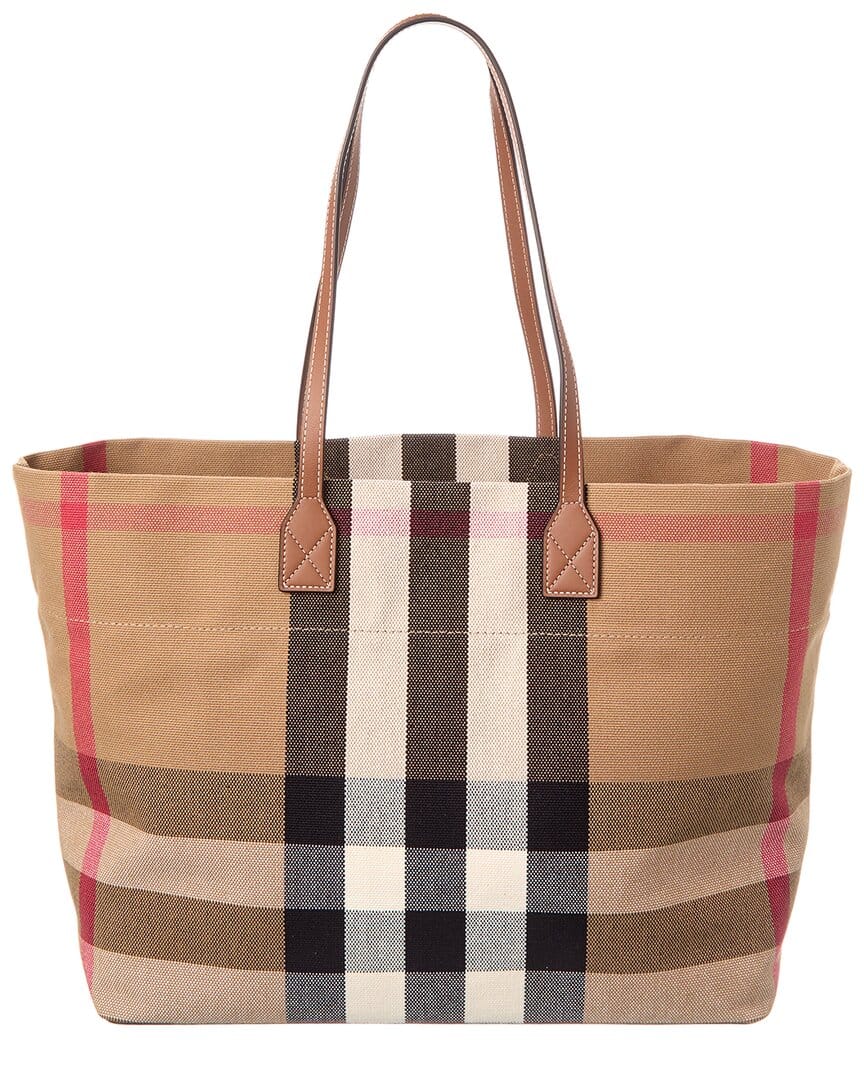 Burberry Check Canvas & Leather Tote
