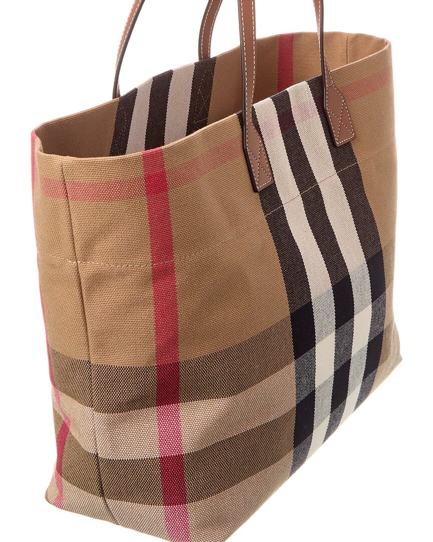 Burberry Check Canvas & Leather Tote