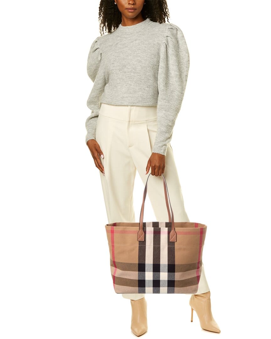 Burberry Check Canvas & Leather Tote