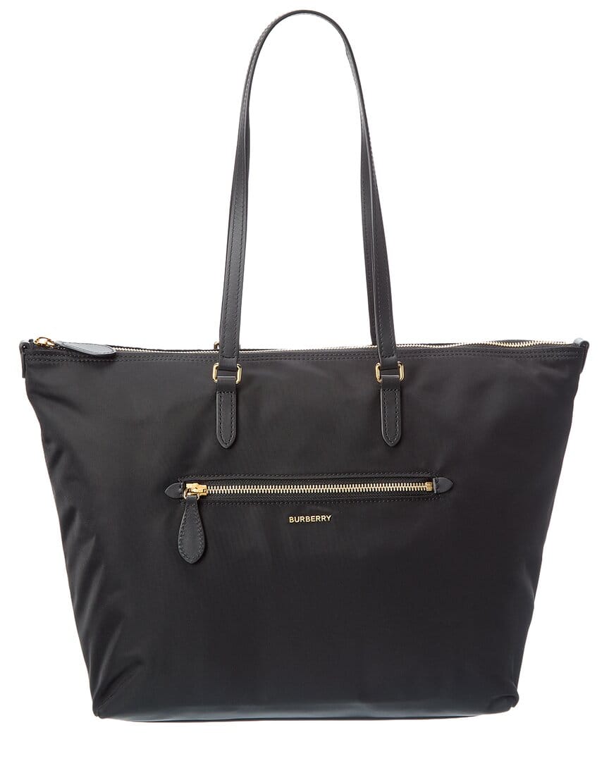 Burberry Zip Large Nylon & Leather Tote