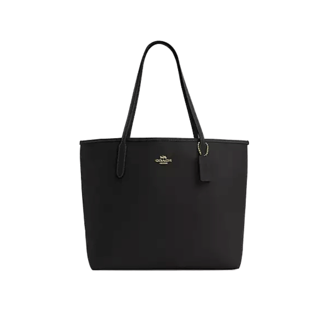 Coach City Tote Bag pebbled leather Gold Black