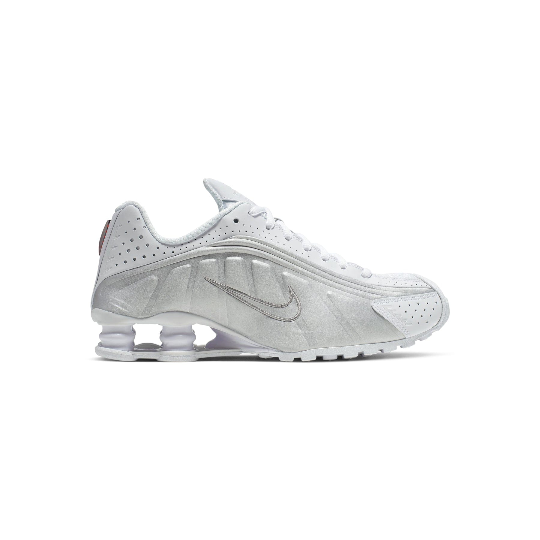 Nike Shox R4 (White/White - Metallic Silver - Max Orange)