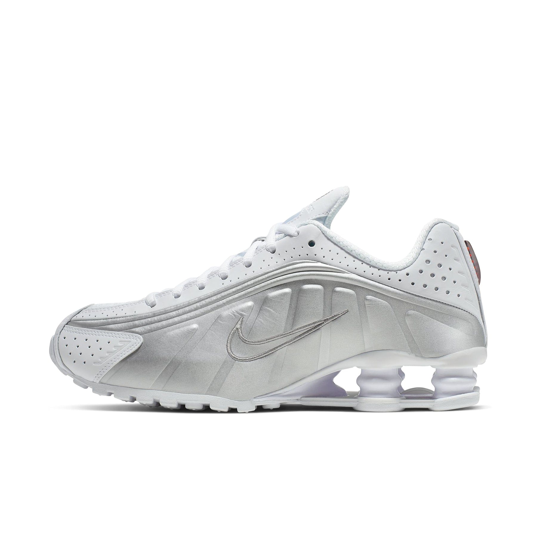 Nike Shox R4 (White/White - Metallic Silver - Max Orange)