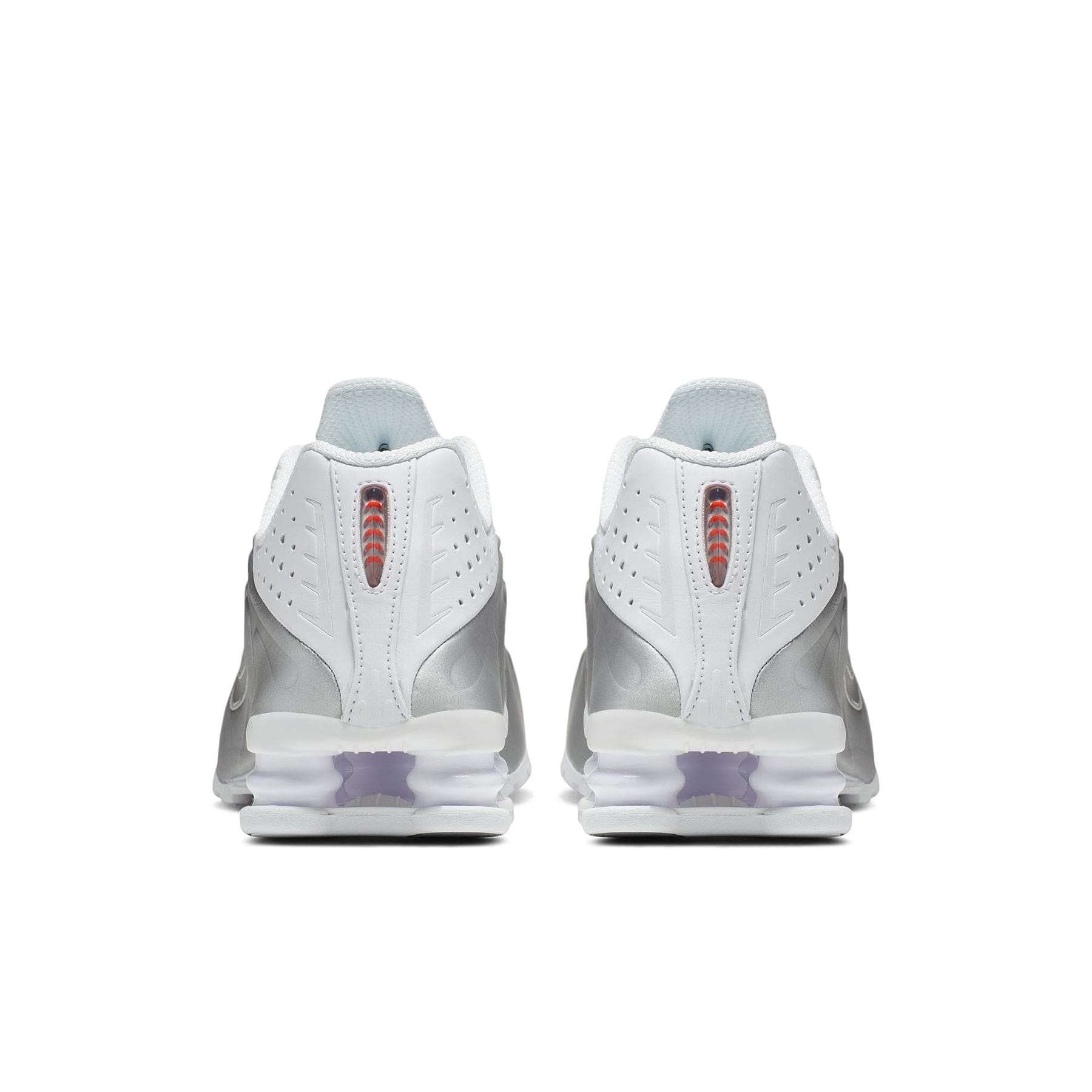 Nike Shox R4 (White/White - Metallic Silver - Max Orange)