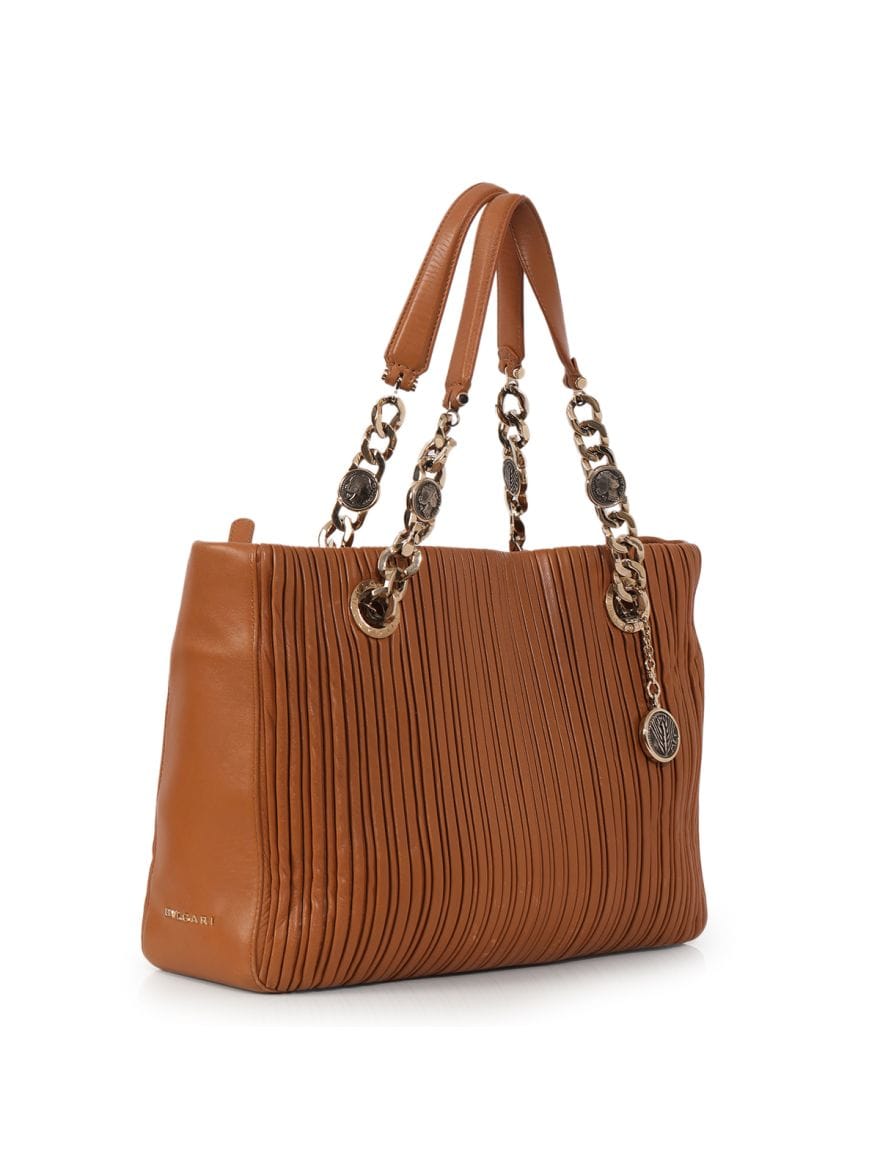 Bvlgari Nappa Plisse Shopping Tote One Size