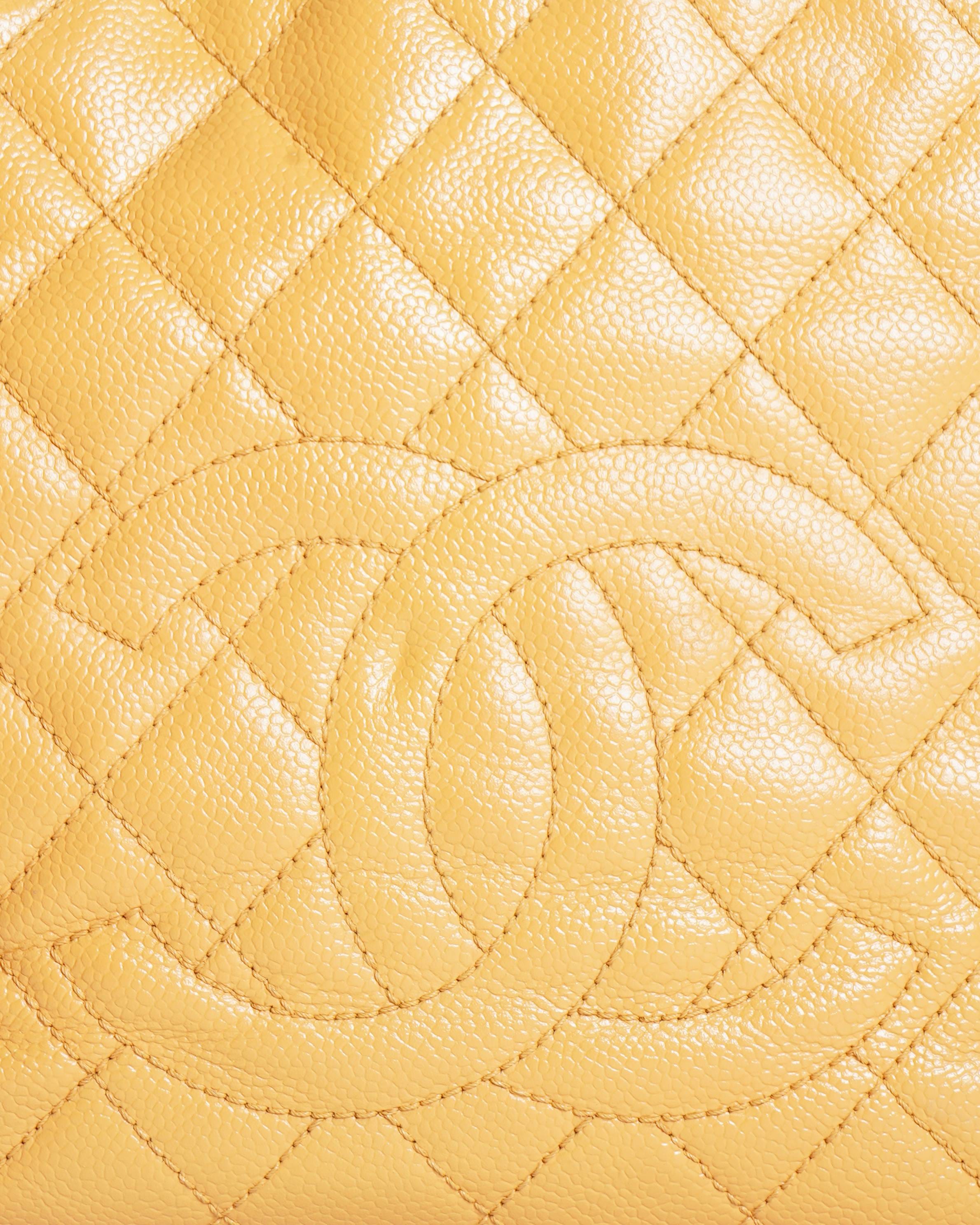 Chanel small petit shopping tote in caviar leather