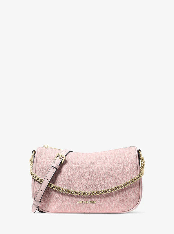 Michael Kors Carmela Medium Signature Logo Convertible Crossbody Bag Powder Blush