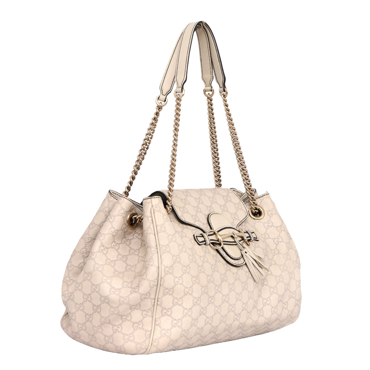 GUCCI EMILY GUCCISIMA LEATHER CHAIN SHOULDER BAG