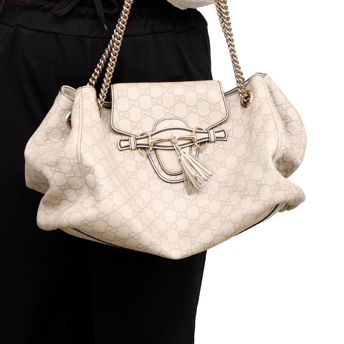 GUCCI EMILY GUCCISIMA LEATHER CHAIN SHOULDER BAG