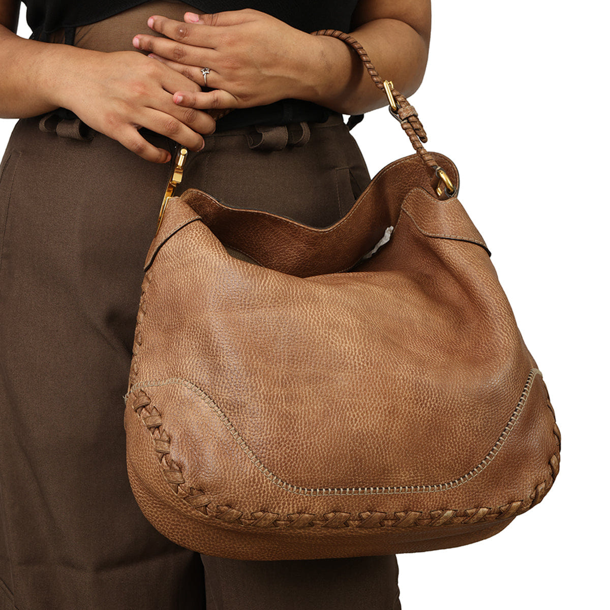 GUCCI CHARLOTTE WHIPSTITCH HOBO SHOULDER BAG