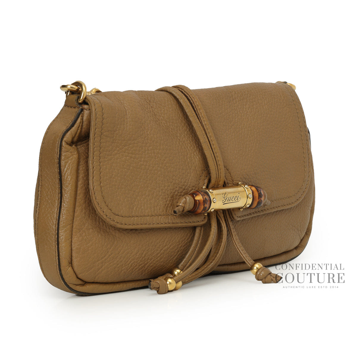 Gucci Camel Croisette Bamboo Shoulder Bag