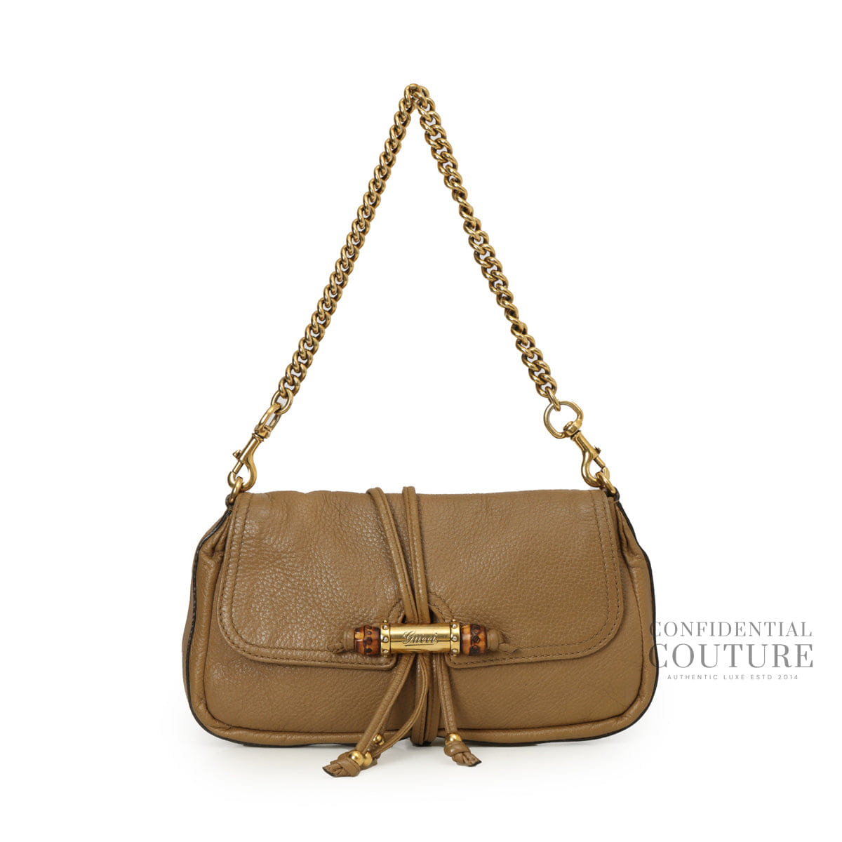 Gucci Camel Croisette Bamboo Shoulder Bag