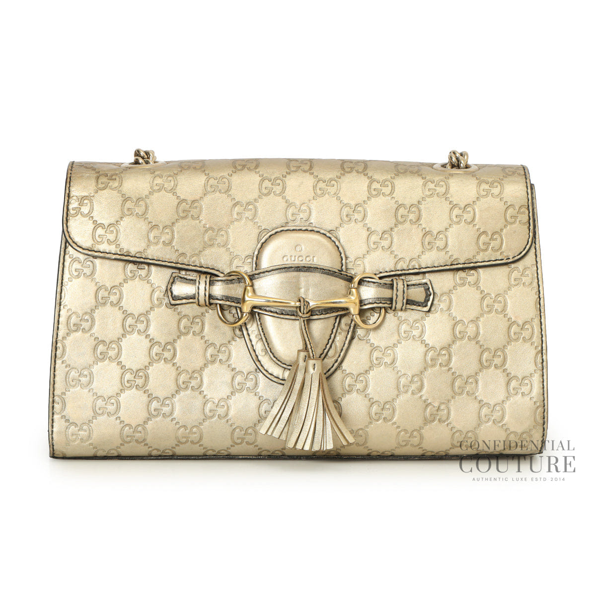 Gucci Medium GG Signature Emily Gold Chain Shoulder Bag