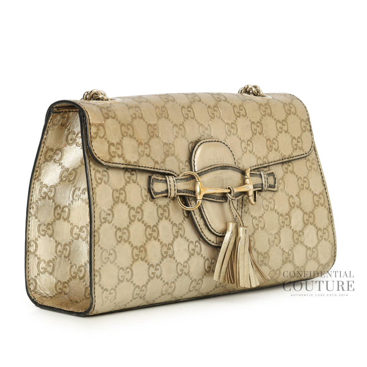 Gucci Medium GG Signature Emily Gold Chain Shoulder Bag